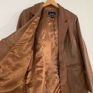 Denim & Co Brown Leather Jacket size Large